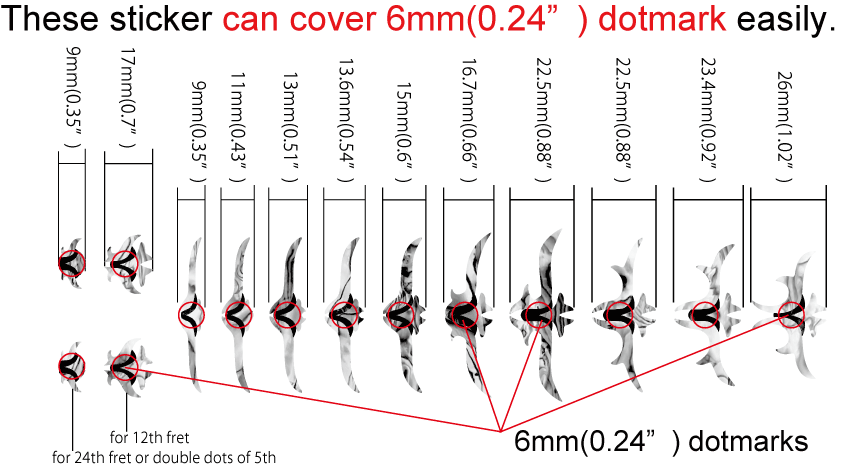 Tailored Leaves - Fret Markers for Guitars & Bass - Inlay Stickers Jockomo