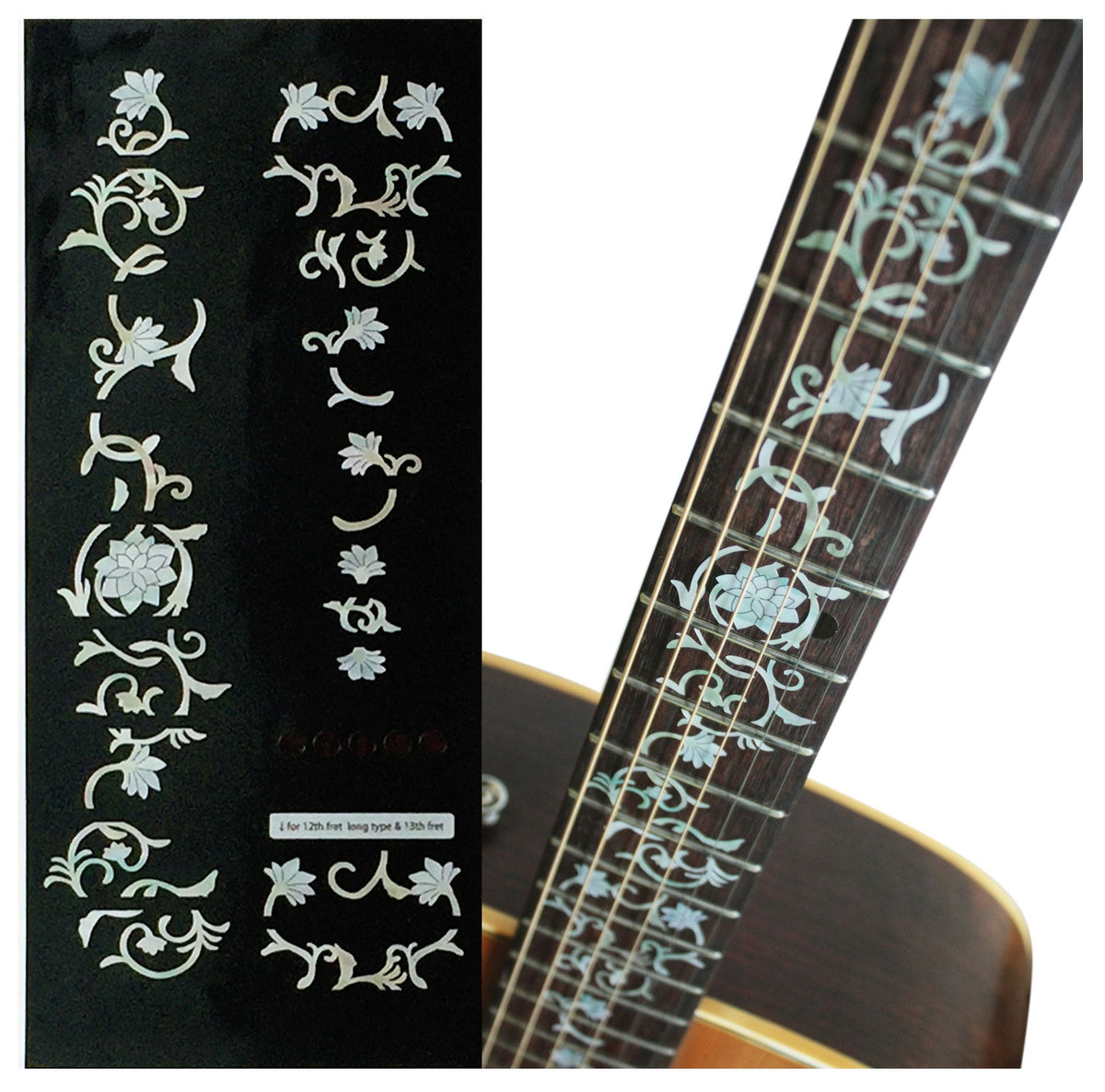 flowers with vine Takamine EF451DLX style fret markers for guitars