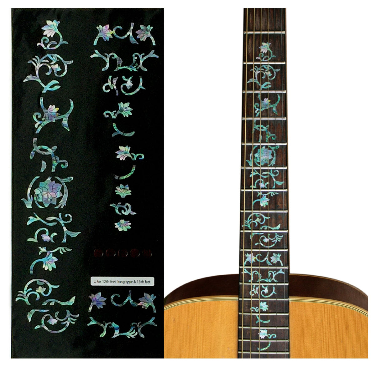flowers with vine Takamine EF451DLX style fret markers for guitars