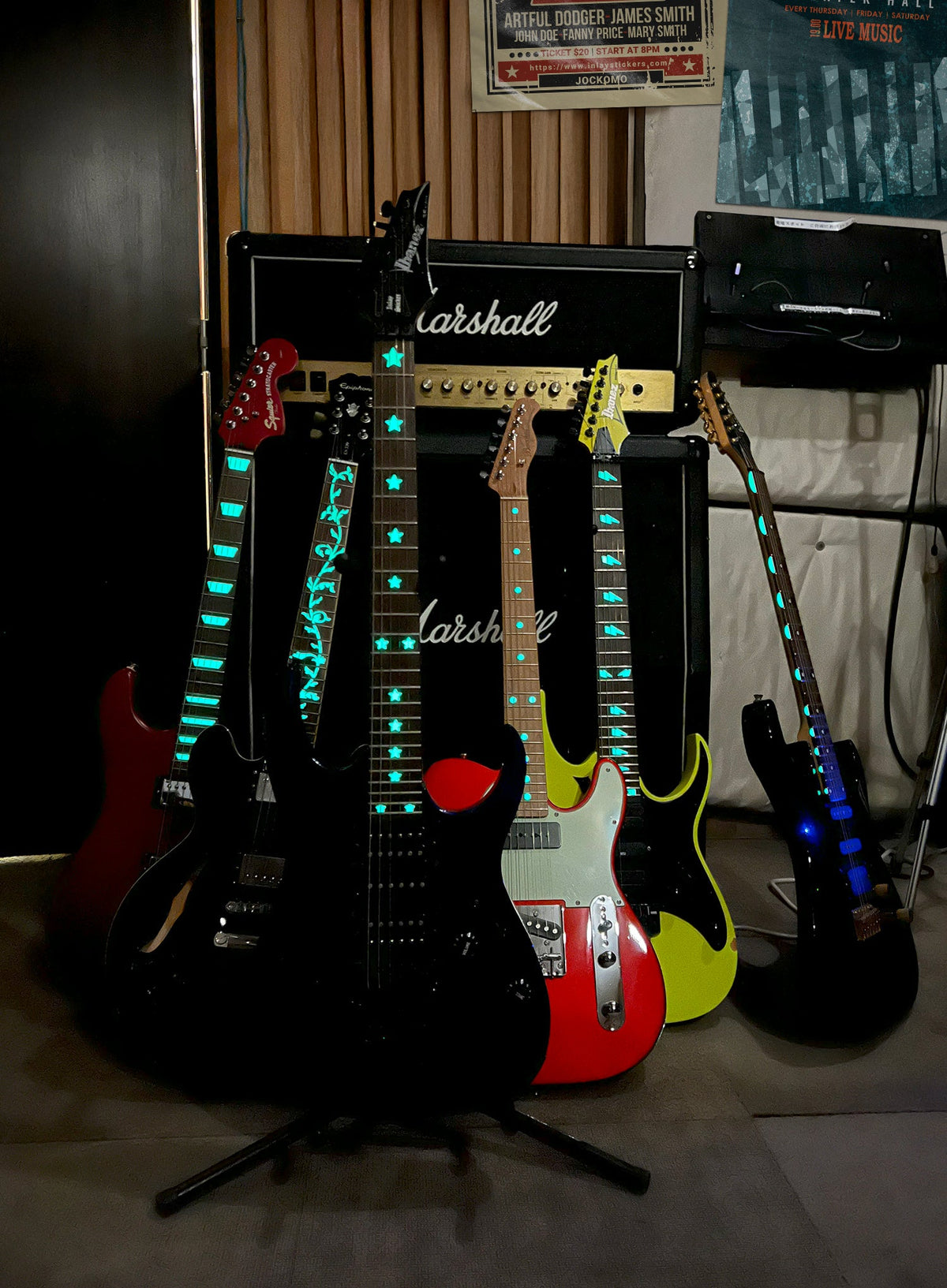 Glow in the Dark / Stars - Fret Markers for Guitars & Bass - Inlay Stickers Jockomo