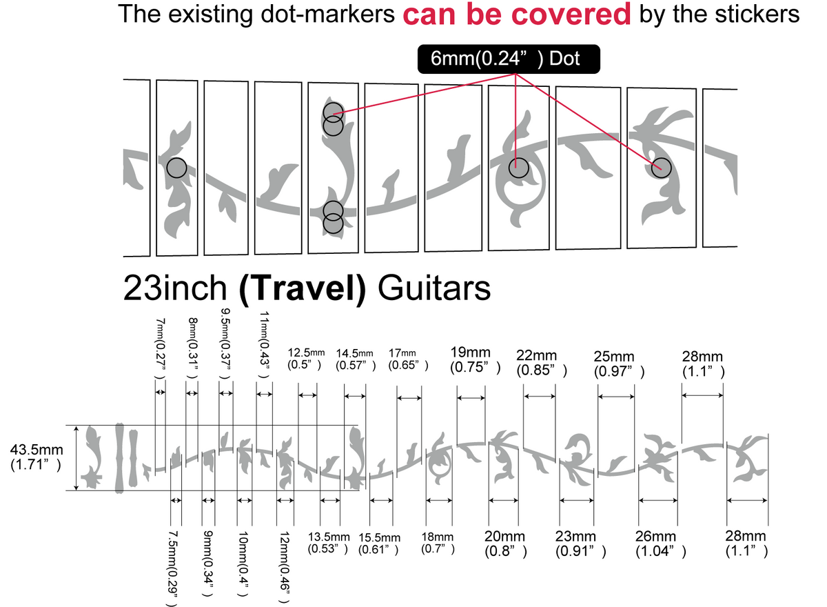 Tree of Life for 23–23.5" Scale Travel Guitars - Inlay Stickers Jockomo