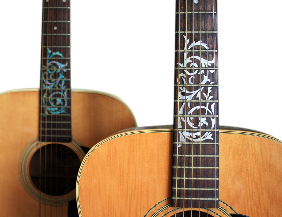 Traditional style fret markers for both electric & acoustic guitars