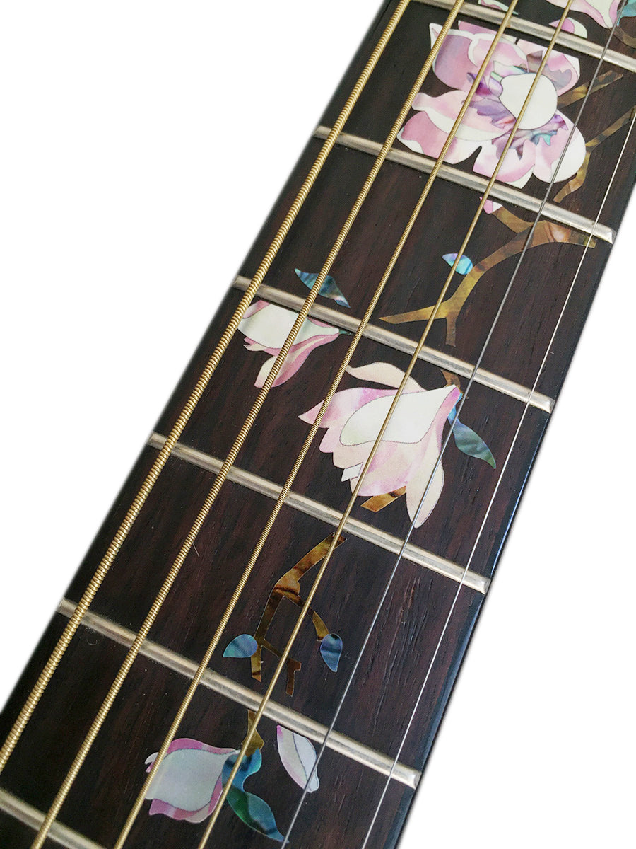 Magnolia Tree with Flowers Fret Markers by Inlay Sticker's Jockomo