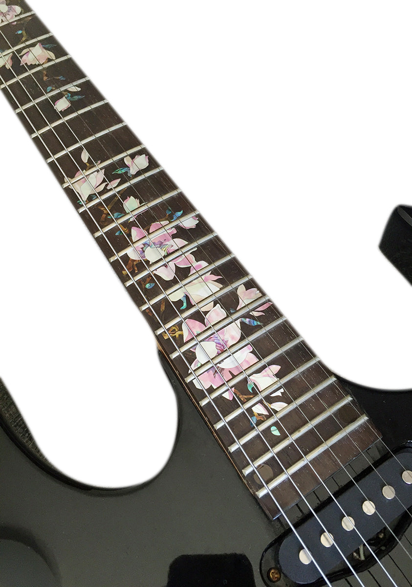 Magnolia Tree with Flowers Fret Markers by Inlay Sticker's Jockomo
