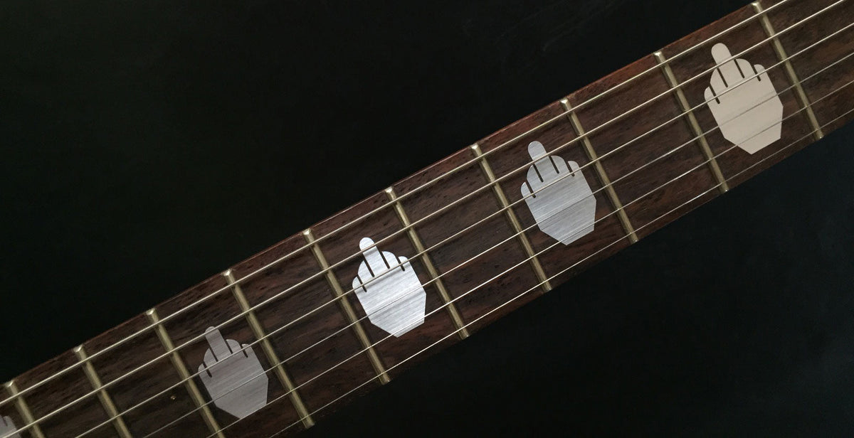 James Hetfield Metallica MX-220 “EET FUK Estyle Middle Fingers Fret Markers for guitars - Inlay Stickers Jockomo