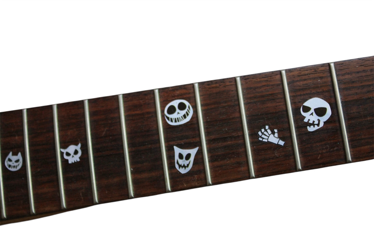 Nightmare before Christmas style Skull fret markers for both electric and acoustic guitars