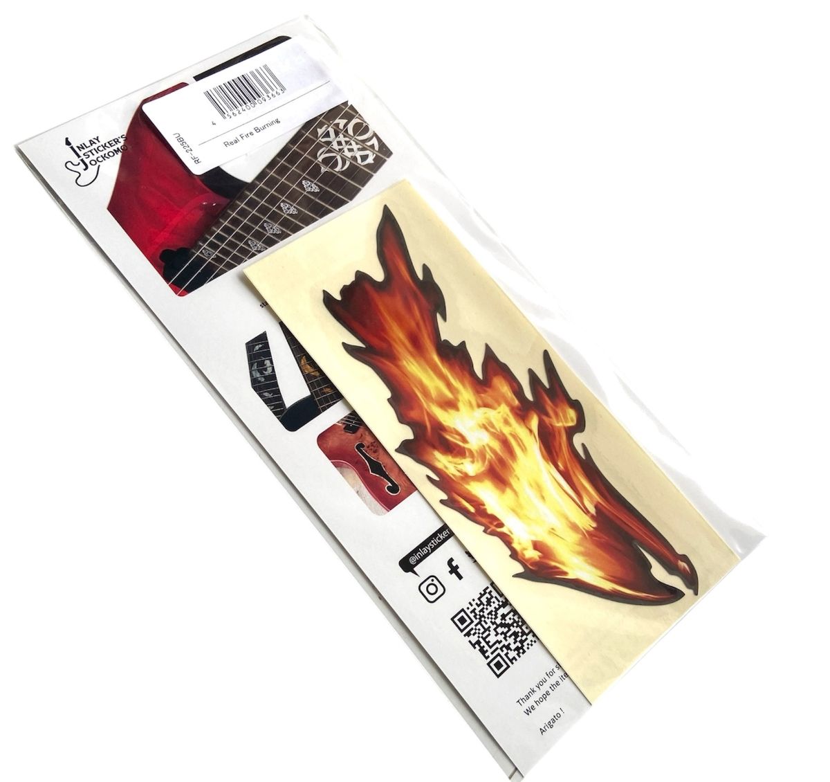 Real Fire Flame-Burning Inlay Stickers Decals Guitar Bass