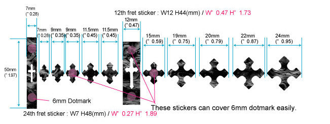 Cross Fret Markers - Inlay Stickers Jockomo