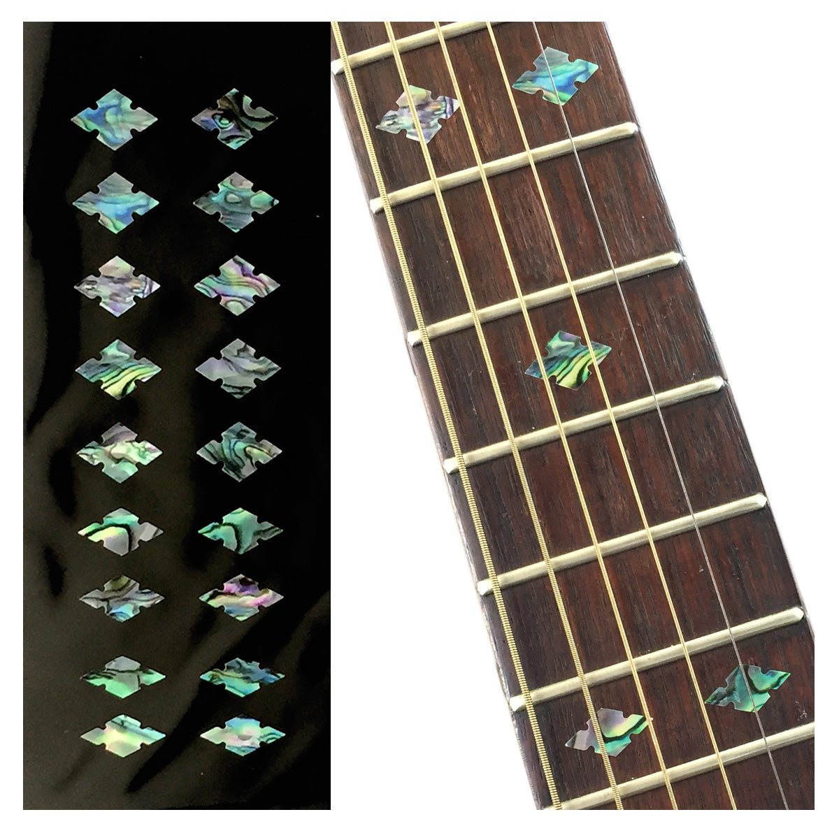 Traditional Slotted Diamond Fret Markers Decals for both electric & acoustic guitars, bass & all size ukuleles.