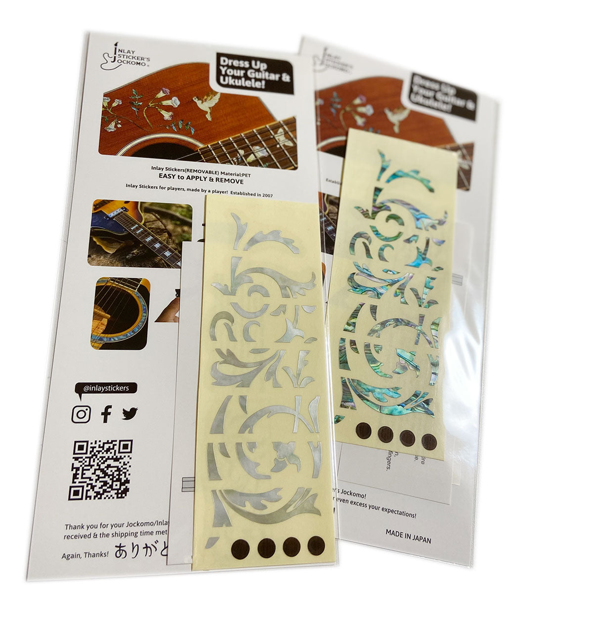 Traditional style fret markers for both electric & acoustic guitars