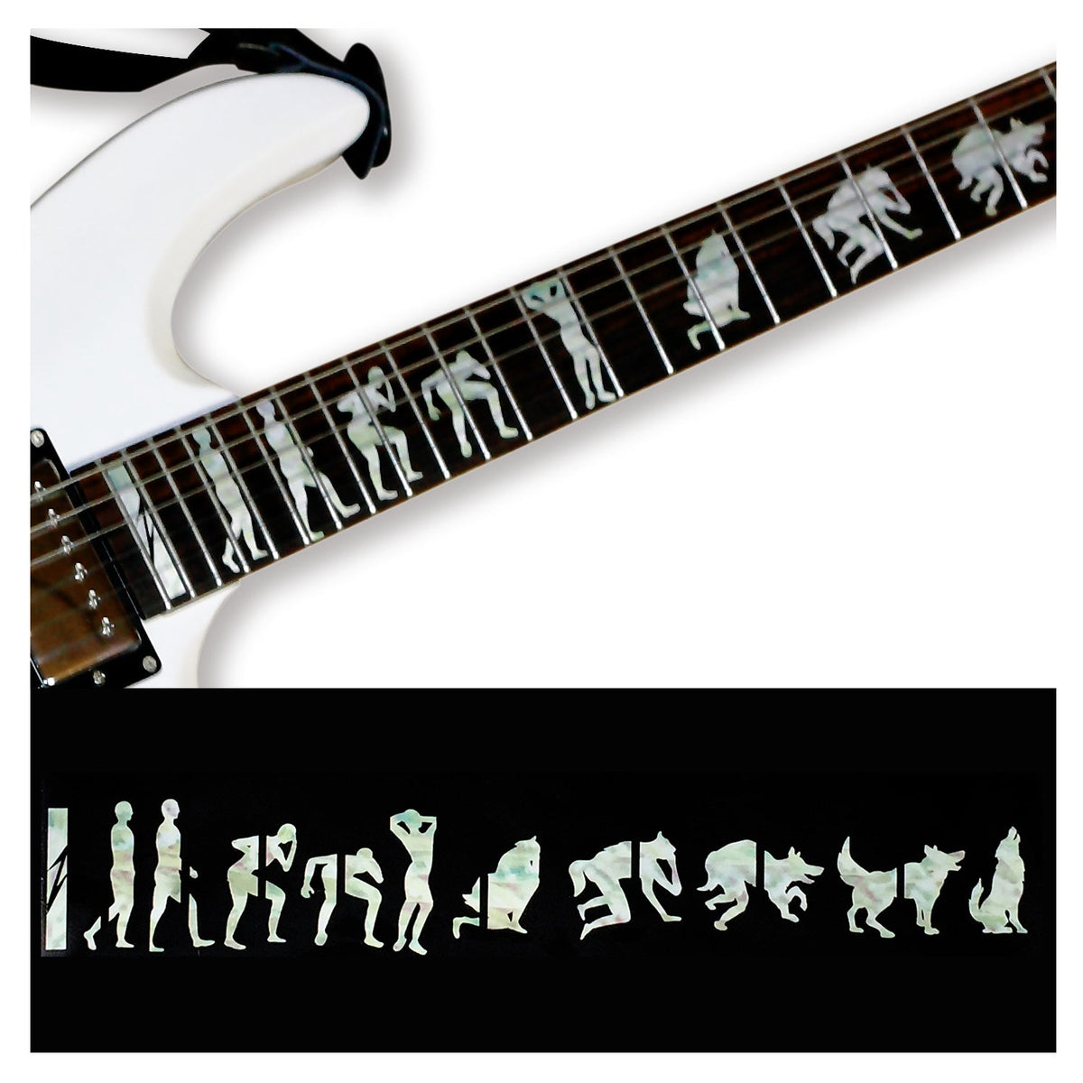James Hetfield Metallica style Man to Wolf / Werewolf fret markers for guitars