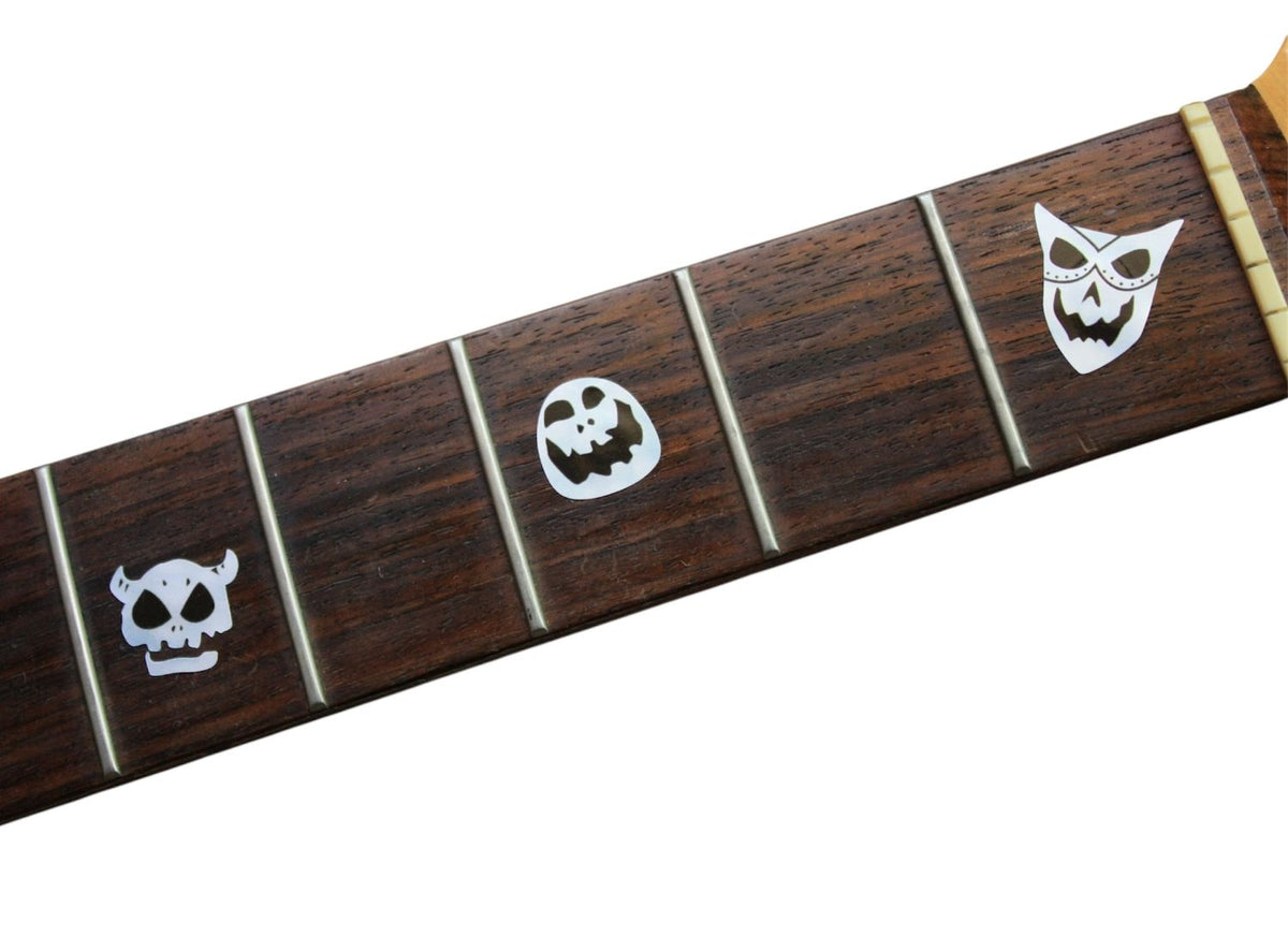 Nightmare before Christmas style Skull fret markers for both electric and acoustic guitars