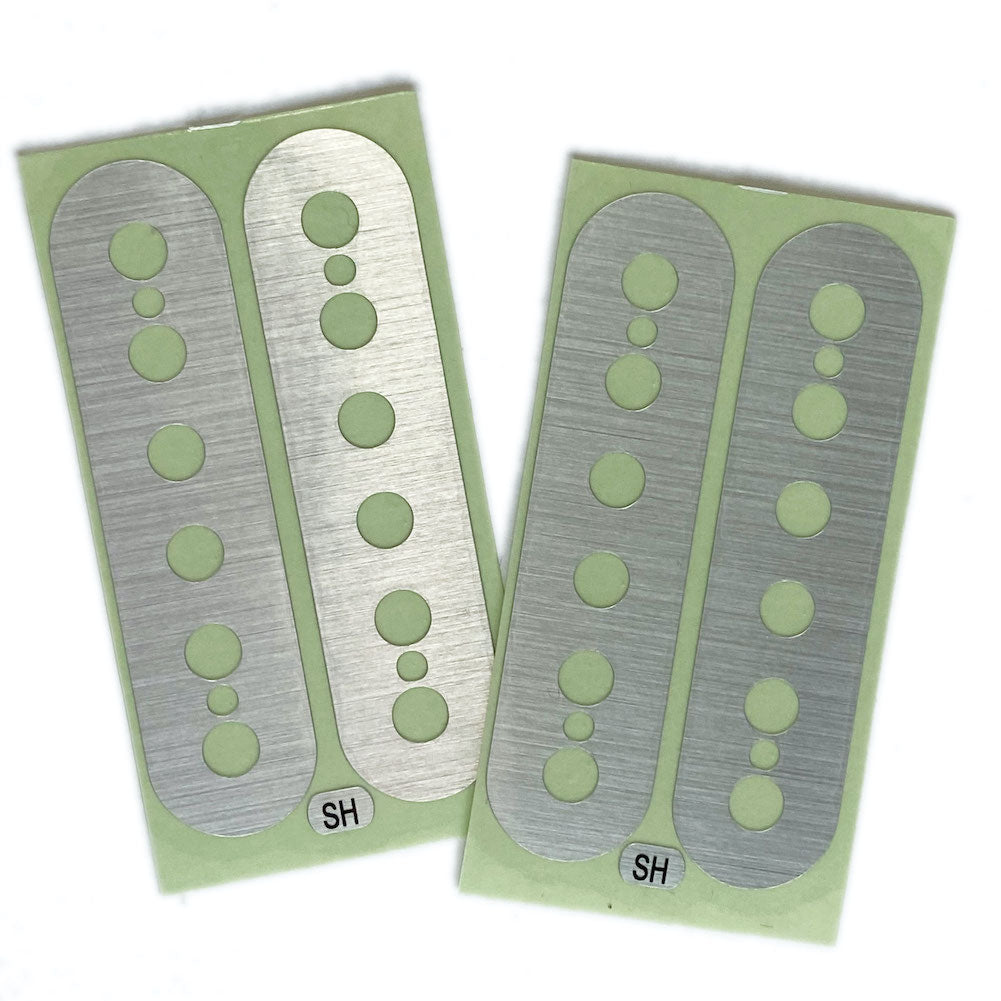 Metallic Silver (Hairline) Pickup Stickers for Humbucker, Seymour Duncan SH-1 Style