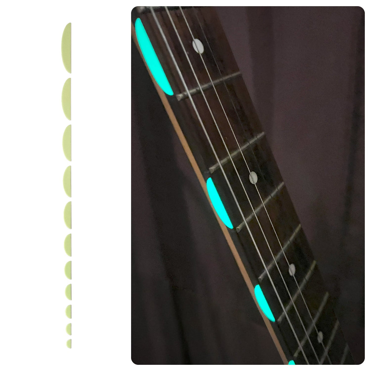 Glow in the Dark / Thumbnail / Half Moon - Fret Side Markers - Inlay Stickers Jockomo