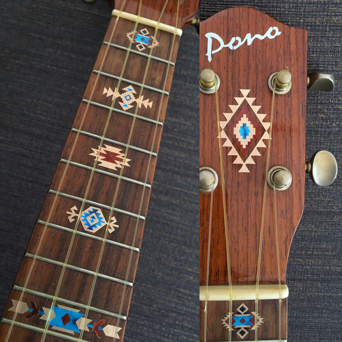 Native American Style / Ethnic Pattern (Natural) - Fret Markers for Ukuleles - Inlay Stickers Jockomo
