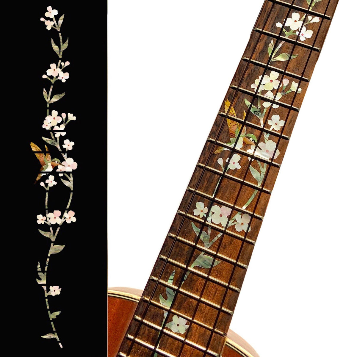 Tree of Life w/Hummingbird - Fret Markers for Ukuleles - Inlay Stickers Jockomo